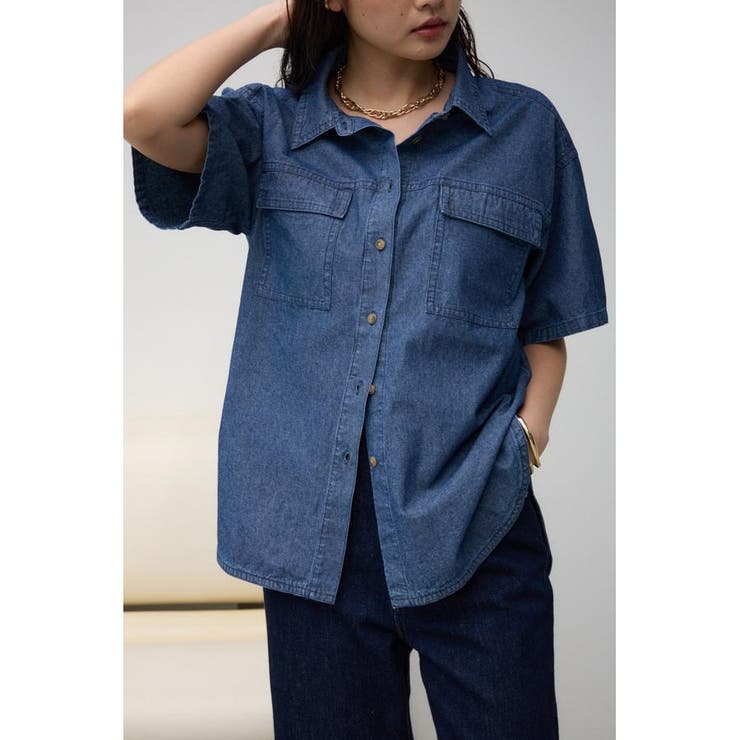 D/BLU3 | シャンブレーオーバーシャツ | AZUL BY MOUSSY