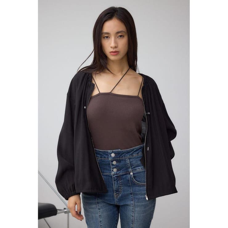 BLK | ノーカラーシアーブルゾン | AZUL BY MOUSSY