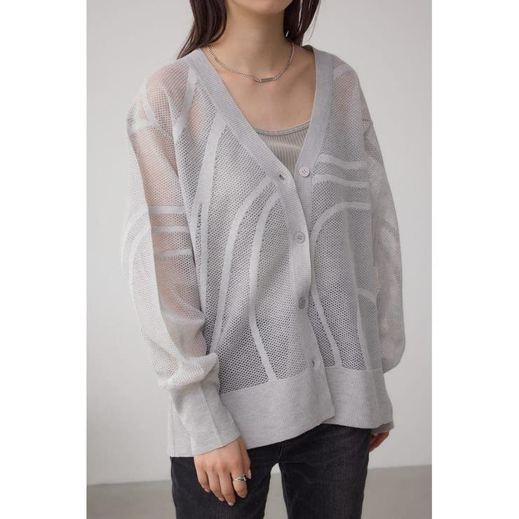 C.GRY | スカシガラニットカーデ | AZUL BY MOUSSY