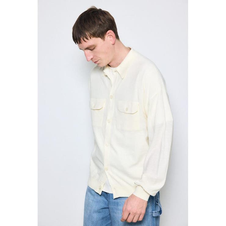 衿付きサファリニットカーディガン | AZUL BY MOUSSY | 詳細画像3 