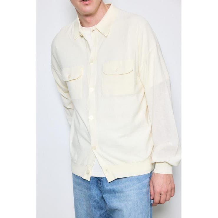 IVOY3 | 衿付きサファリニットカーディガン | AZUL BY MOUSSY