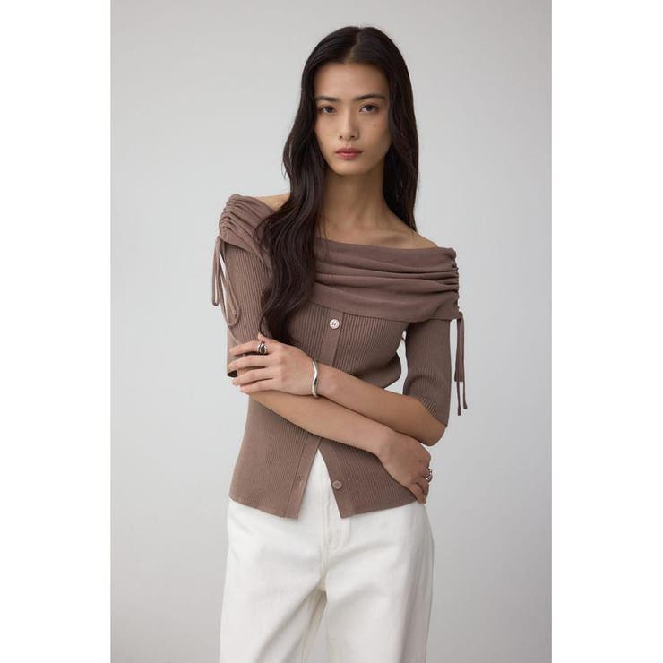 5分袖ギャザーオフショルニットトップス | AZUL BY MOUSSY | 詳細画像13 