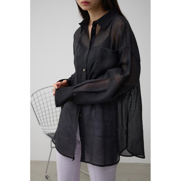 aya⭐︎シースルーバックスリットシャツ ZOZO限定】バックスリット シアー シャツ シースルー リボン オーバー
