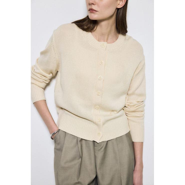 リネンタッチクルーネックニットカーディガン | AZUL BY MOUSSY | 詳細画像3 