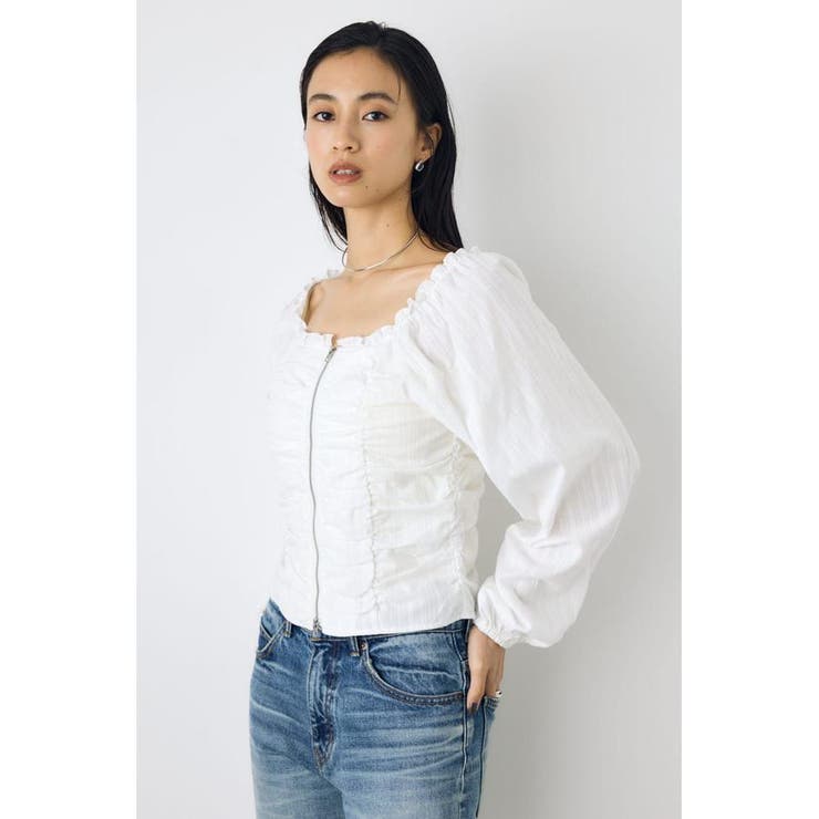 2WAYオフショルダブルジップドビーブラウス | AZUL BY MOUSSY | 詳細画像1 