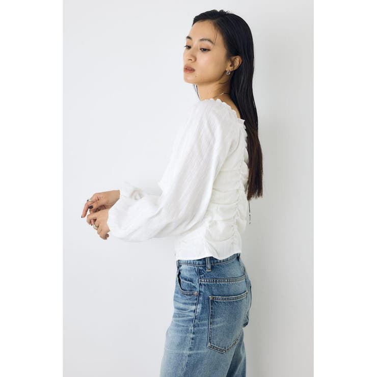2WAYオフショルダブルジップドビーブラウス | AZUL BY MOUSSY | 詳細画像4 