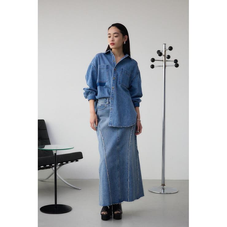 AZUL DENIM フリンジ切替デニムスカート[品番：AZLW0023108