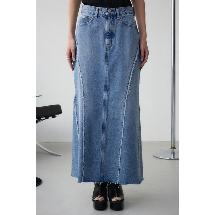 【MOUSSY】 デザインデニムスカート MOUSSY | UPSIDE DOWN REMAKE デニムスカート (スカート ) |SHEL