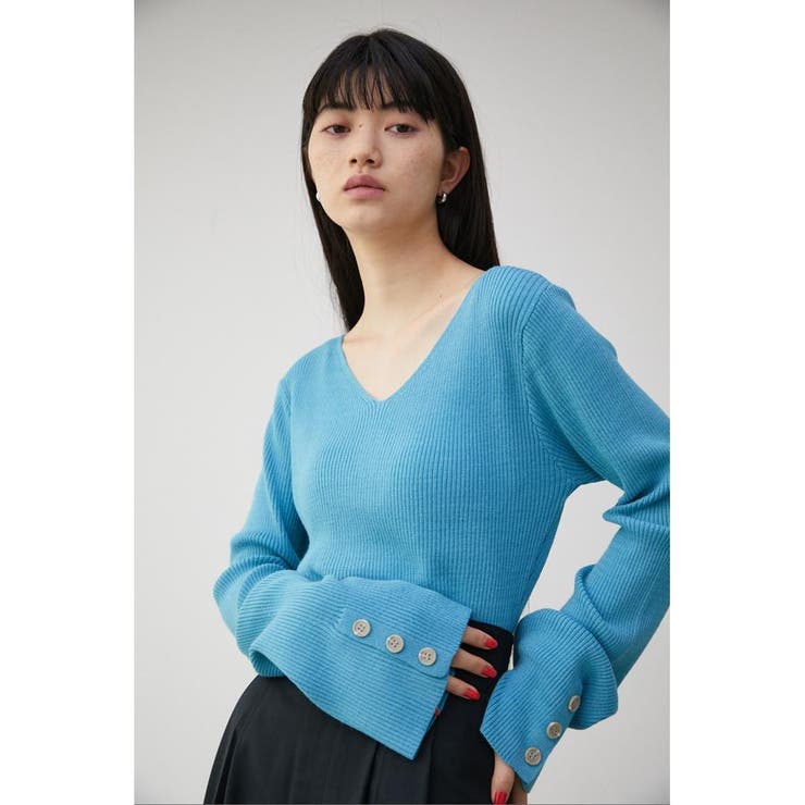 2WAY SLEEVE BUTTON RIB KNIT[品番：AZLW0020594]｜AZUL BY