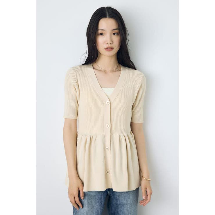 IVOY3 | ペプラム5分袖ニットカーディガン | AZUL BY MOUSSY
