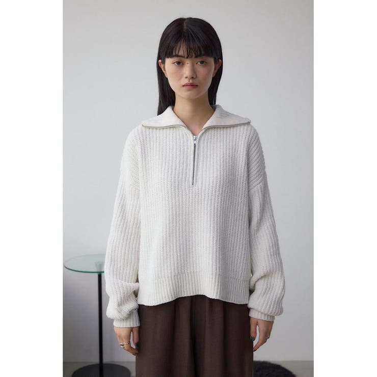 ラメベロアハーフZIPニットトップス | AZUL BY MOUSSY | 詳細画像4 