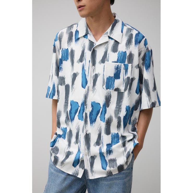 柄WHT5 | ランダムペイント開襟シャツ | AZUL BY MOUSSY