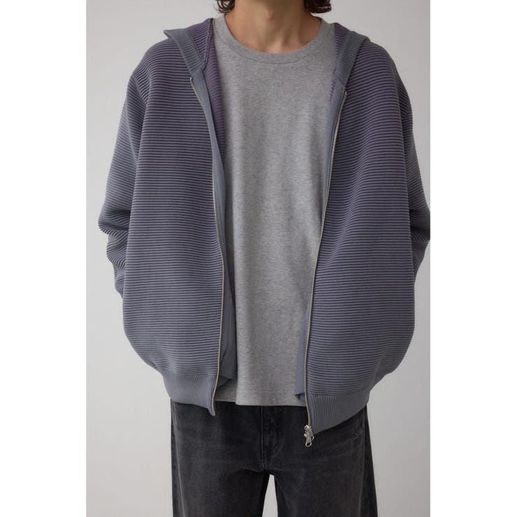 GRY | ミックスカラーリップル編みニットパーカー | AZUL BY MOUSSY