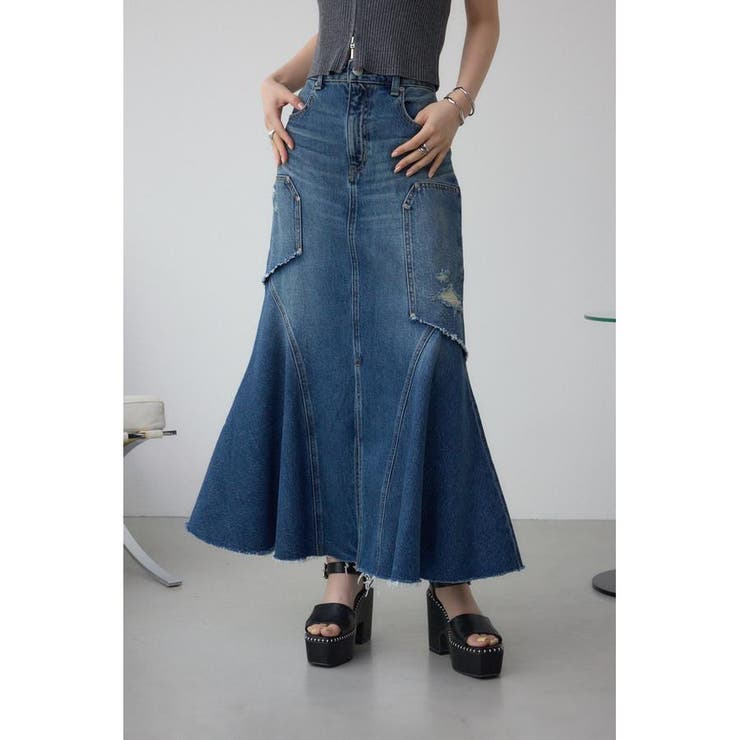 AZUL DENIM ダメージマーメイドスカート[品番:AZLW0023317 AZUL DENIM ダメージマーメイドスカート[品番:AZLW0023317