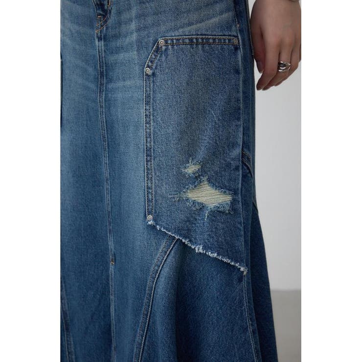 でこちゃん❤️⭐️A1171⭐️ AZUL デニム サイドスリット マーメイドスカート AZUL BY MOUSSY | AZUL DENIM ダメージマーメイドスカート