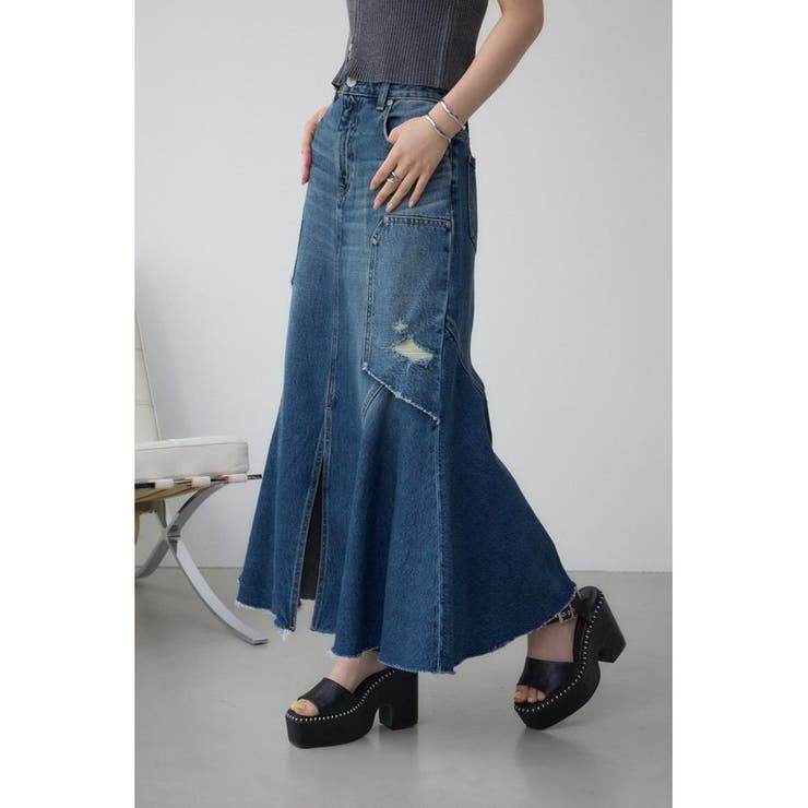 【新品タグ付き】MoNiLE モニーレ　デニムマーメイドスカート　ブルー AZUL DENIM ダメージマーメイドスカート[品番：AZLW0023317