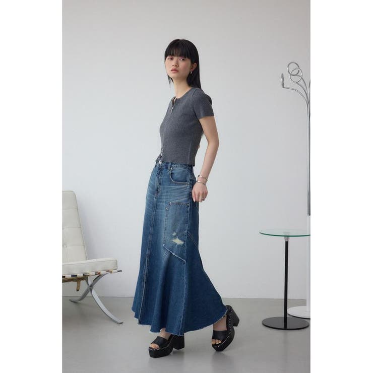 AZUL DENIM ダメージマーメイドスカート[品番:AZLW0023317 AZUL DENIM ダメージマーメイドスカート[品番:AZLW0023317