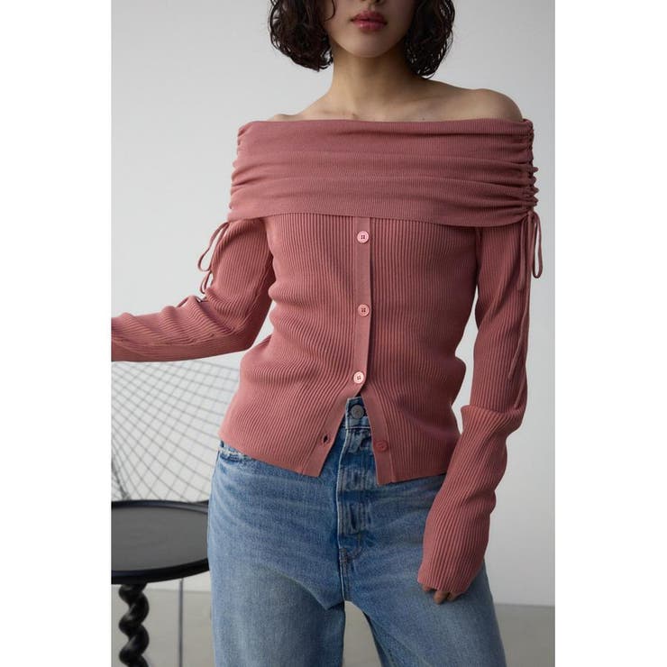 PNK | ギャザーオフショルダーニットトップス | AZUL BY MOUSSY