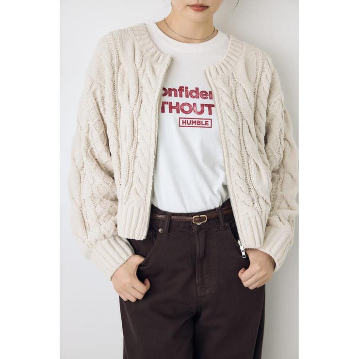 ダブルジップニットカーディガン | AZUL BY MOUSSY | 詳細画像2 