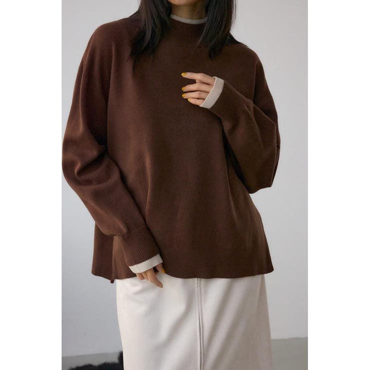 BRN | 格上げ ダブルネックデザインニットトップス | AZUL BY MOUSSY