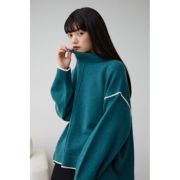 ハイネック配色ニットプルオーバー[品番：AZLW0022741]｜AZUL BY