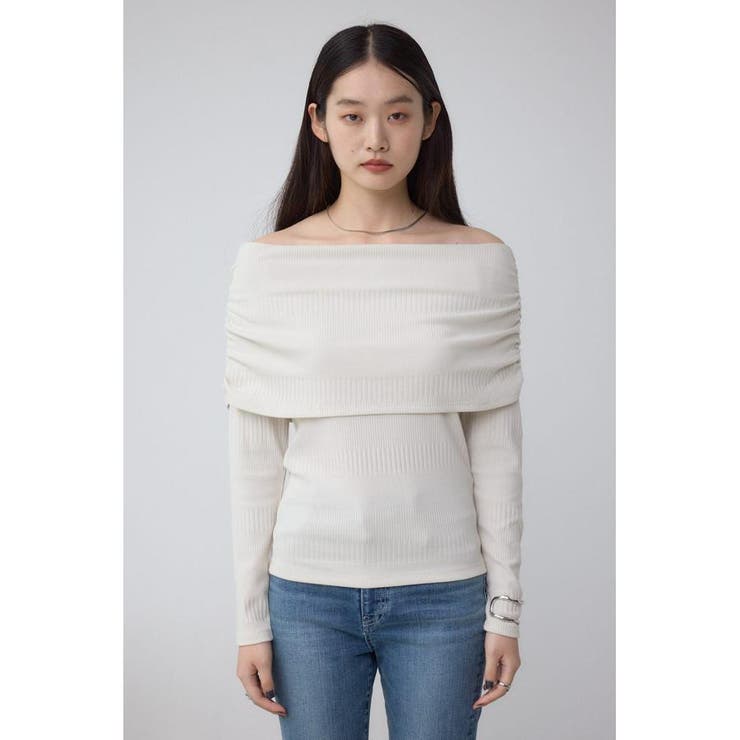 オフショルダーロングスリーブカットトップス[品番：AZLW0023797