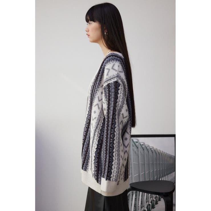 柄ニットカーディガン | AZUL BY MOUSSY | 詳細画像5 