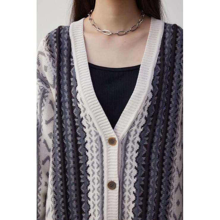 柄ニットカーディガン | AZUL BY MOUSSY | 詳細画像7 
