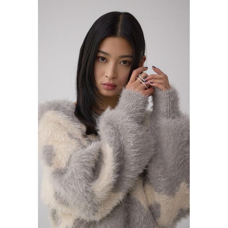 ニュアンスカウ柄Vネックニットトップス | AZUL BY MOUSSY | 詳細画像22 