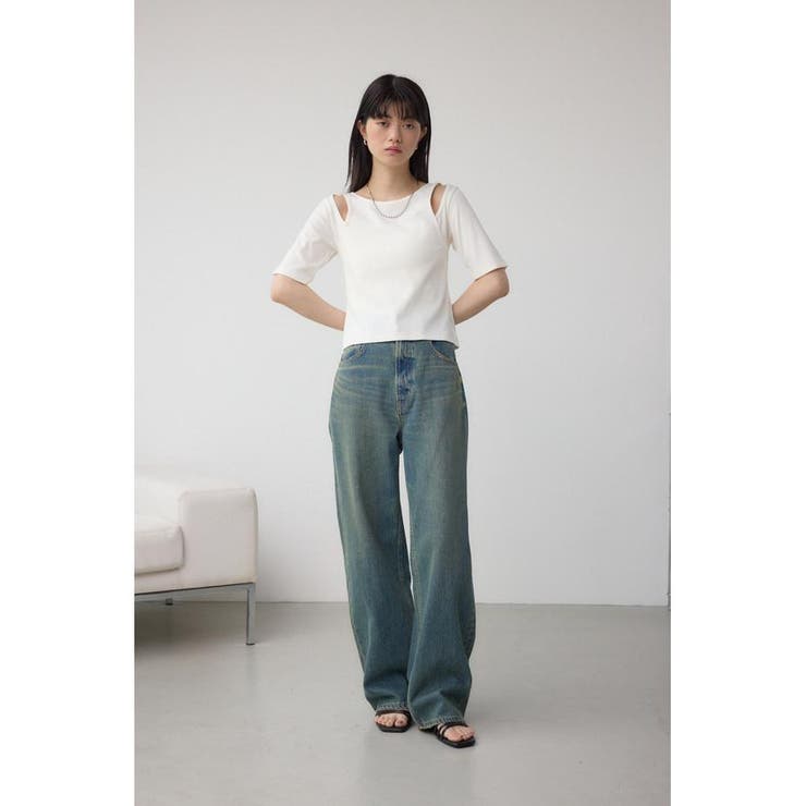 デザインネックショートTシャツ | AZUL BY MOUSSY | 詳細画像3 