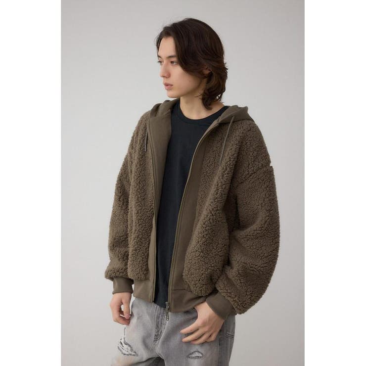シープボア×スウェット切替防風ブルゾン | AZUL BY MOUSSY | 詳細画像17 