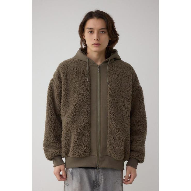 シープボア×スウェット切替防風ブルゾン | AZUL BY MOUSSY | 詳細画像19 