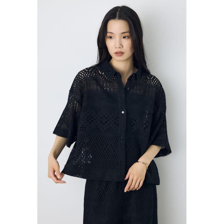 レースハーフスリーブシャツ | AZUL BY MOUSSY | 詳細画像10 