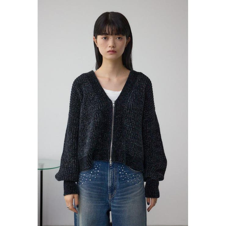 WZIPベロアラメモールカーデ[品番：AZLW0023980]｜AZUL BY MOUSSY