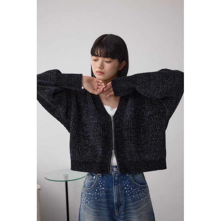WZIPベロアラメモールカーデ | AZUL BY MOUSSY | 詳細画像14 