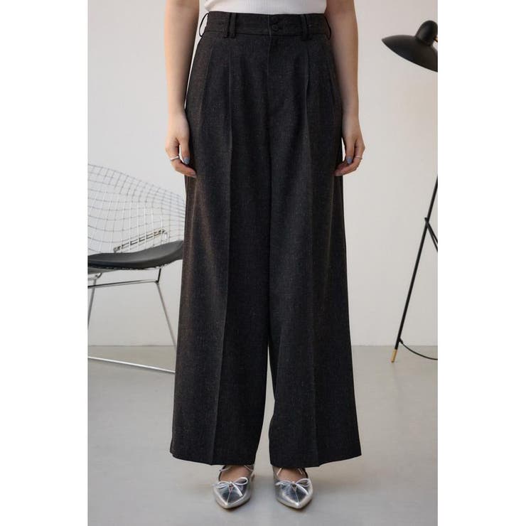ポリエステルリネンミックスワイドパンツ[品番：AZLW0023232