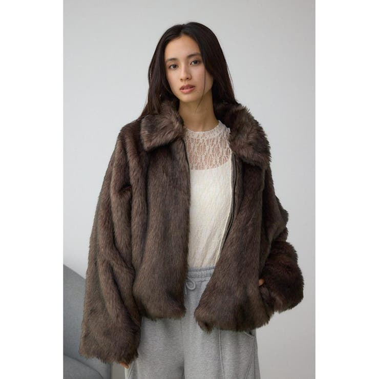 ジップアップファーコート | AZUL BY MOUSSY | 詳細画像1