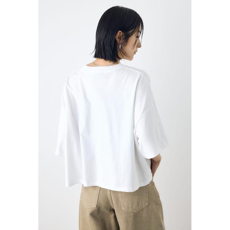 ドロップショルダーロゴ5分袖Tシャツ | AZUL BY MOUSSY | 詳細画像4 