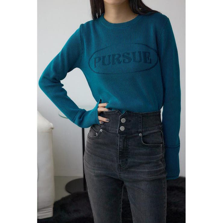 D/BLU3 | ジャガードロゴリブトップス | AZUL BY MOUSSY