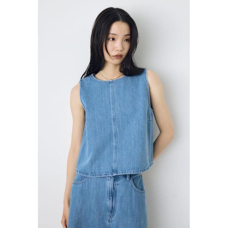 L/BLU1 | 甘撚りデニムブラウス | AZUL BY MOUSSY