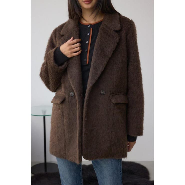 BRN | シャギージャケットコート | AZUL BY MOUSSY