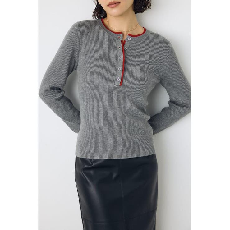 格上げ ヘンリーネックデザインニットトップス | AZUL BY MOUSSY | 詳細画像25 