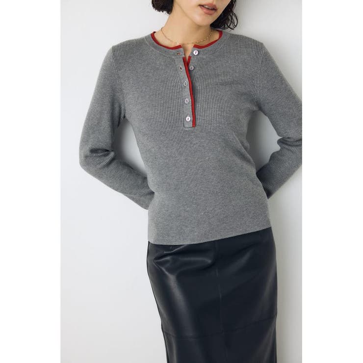 格上げ ヘンリーネックデザインニットトップス | AZUL BY MOUSSY | 詳細画像26 