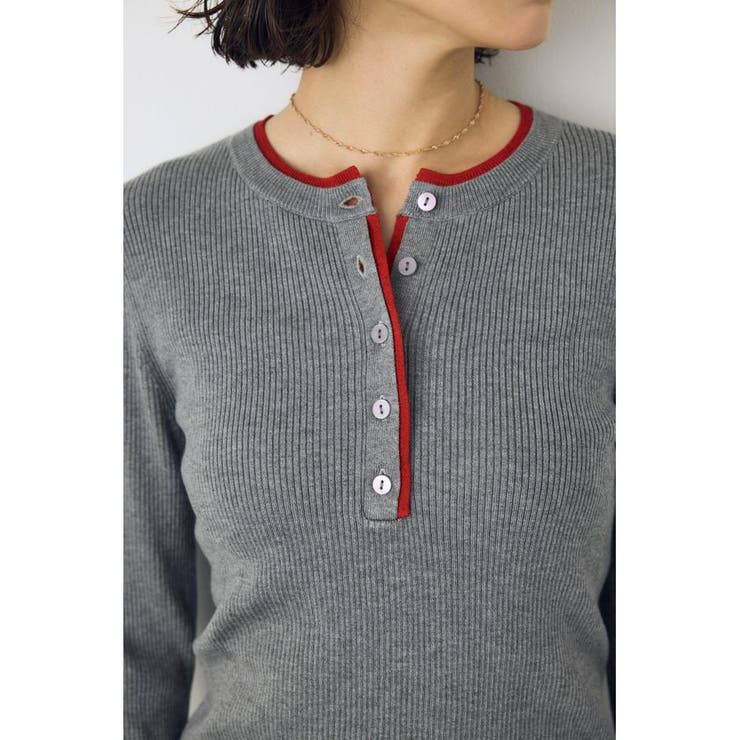 格上げ ヘンリーネックデザインニットトップス | AZUL BY MOUSSY | 詳細画像30 