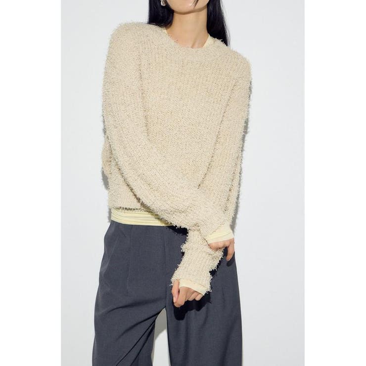 カールヤーンクルーネックニット | AZUL BY MOUSSY | 詳細画像1 