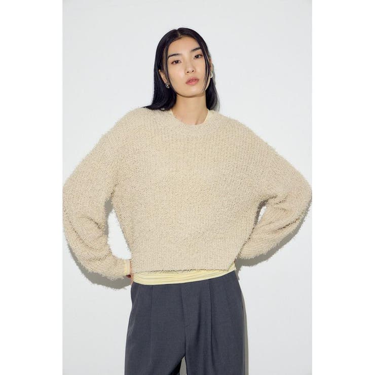 カールヤーンクルーネックニット | AZUL BY MOUSSY | 詳細画像2 