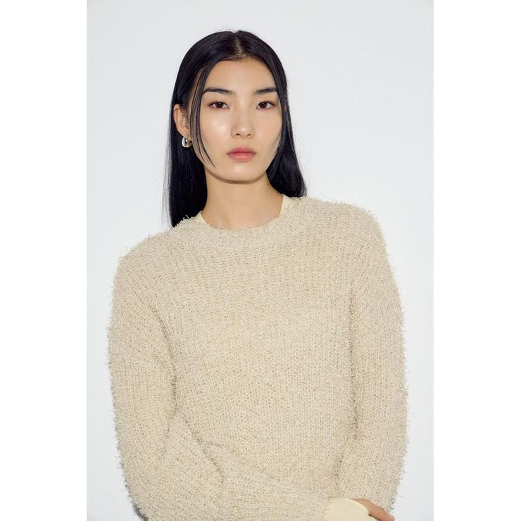 カールヤーンクルーネックニット | AZUL BY MOUSSY | 詳細画像3 