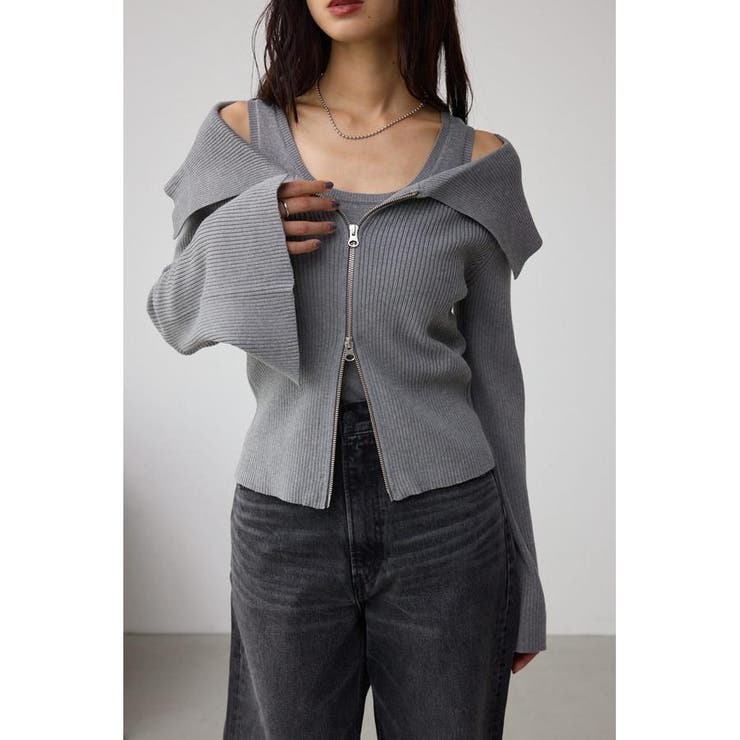 T.GRY | ジップアンサンブルニット | AZUL BY MOUSSY