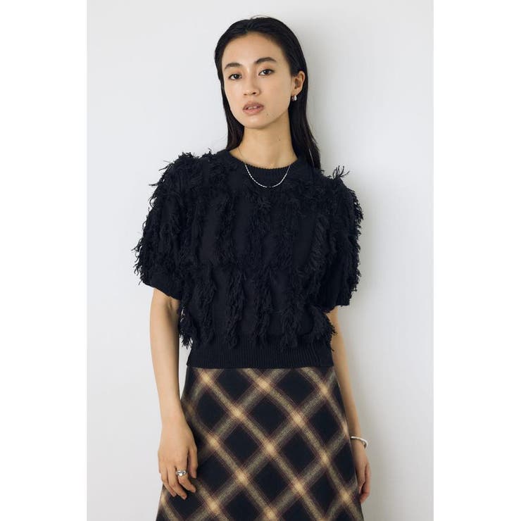 フリンジデザイン5分袖ニットトップス | AZUL BY MOUSSY | 詳細画像11 