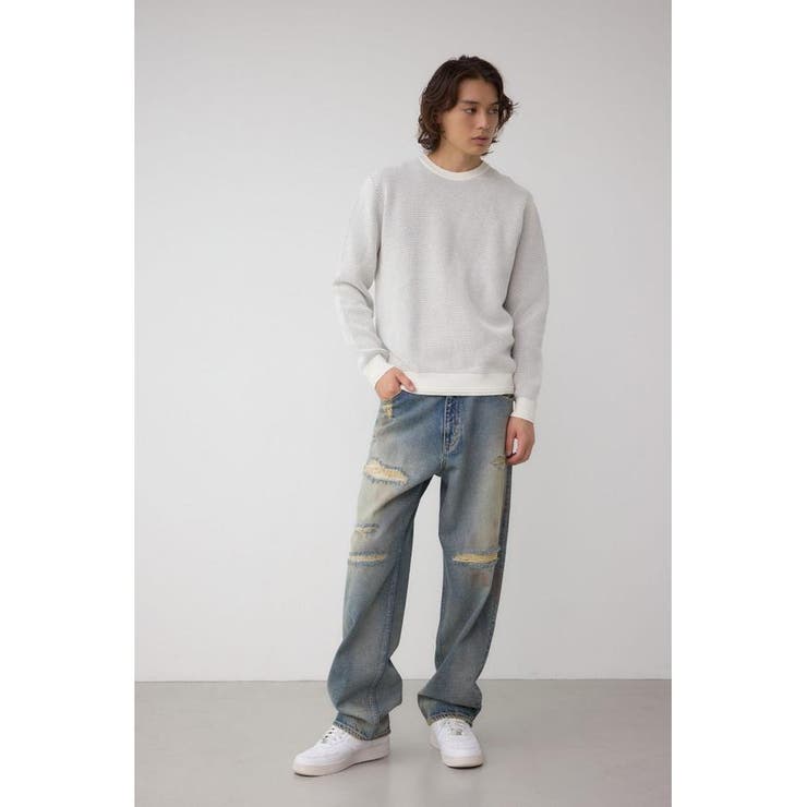 ハニカムクルーネックニット | AZUL BY MOUSSY | 詳細画像4 